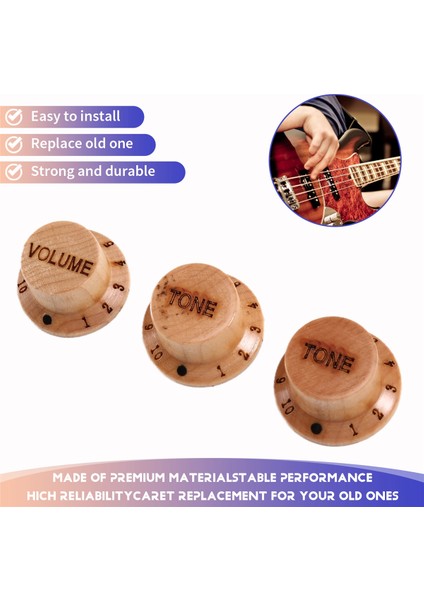 3 Adet Ahşap Gitar Düğmeleri Ses Ton Düğmelerini Kontrol Edin Elektrik Aksesuarları Bas Potansiyometresi Için Yedek Kapaklar (Yurt Dışından) indirimleri