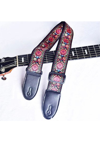 Kırmızı Desen Moda Baskılı Akustik Elektrik Gitar Askısı Genişletilmiş Evrensel (Yurt Dışından) fırsatları