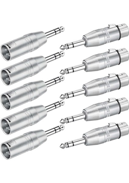 10 Paket Xlr Adaptörü, 5 Adet Erkek - Adaptör ve Dişi Adaptör, 1/4 Inç Trs Konnektörü (Yurt Dışından)