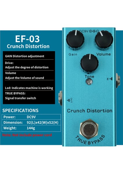 Elektrik Gitar Efekt Pedalı Mini Crnch Distoriton Bas Pedalları (Yurt Dışından) indirimleri