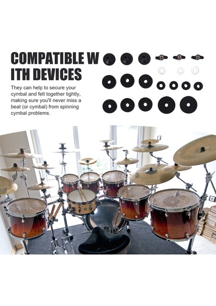 21 Adet Zil Keçesi Hi-Hat Debriyaj Keçe Standı Kovanları Davul Için Taban Kanat Somunları ve Rondela Siyah (Yurt Dışından) indirimleri