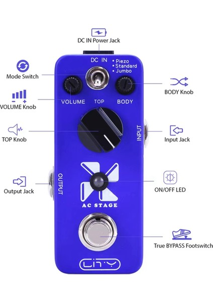 Gitar Efekt Pedalı Akustik Simülasyon Ac Sahne Elektrik 3 Mod Piezo/standart/giant True Bypass (Yurt Dışından) fırsatları