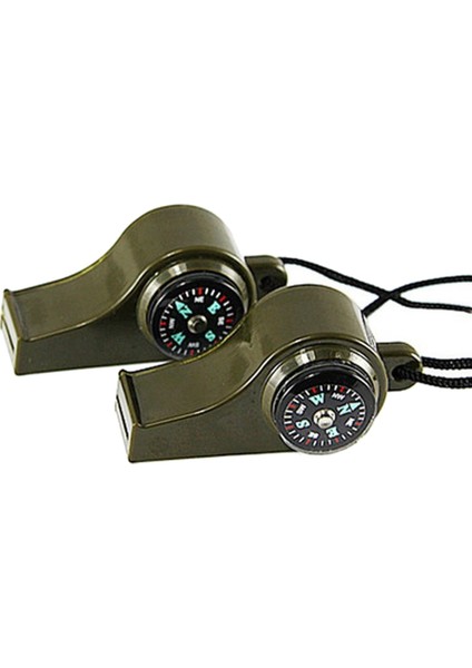 Acil Durum Hayatta Kalma Düdüğü Pusula Termometre Tezahürat Kamp Yürüyüş Açık Hava Ekipmanları 2'li Paket (Yurt Dışından)