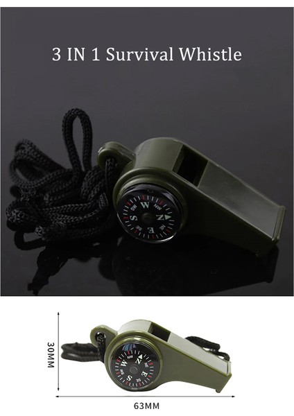 Acil Durum Hayatta Kalma Düdüğü Pusula Termometre Tezahürat Kamp Yürüyüş Açık Hava Ekipmanları 2'li Paket (Yurt Dışından) modelleri