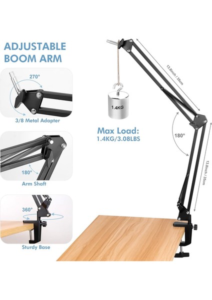 Mikrofon Kolu, Stand Masaüstü Standı, Podcast Oyun Kaydı Için Ayarlanabilir Süspansiyon Bom Kolu (Yurt Dışından) modelleri
