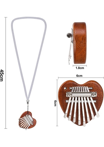 Mini 8 Tonlu Küçük Resim Kalimba Sırt Çantası Dekorasyon Hediye Askısı Maun Masif Ahşap Kalp (Yurt Dışından) modelleri