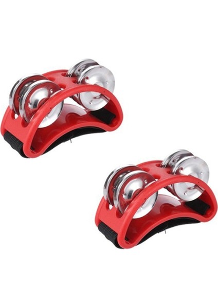 Adet Ayak Tef Percussion, Çelik Jingle Bells ile Müzik Aleti Percussion Pedalı - Kırmızı (Yurt Dışından)