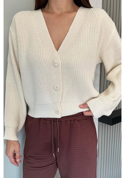 V Yaka Ön Düğmeli Kadın Örme Triko Hırka P-00008941 modelleri
