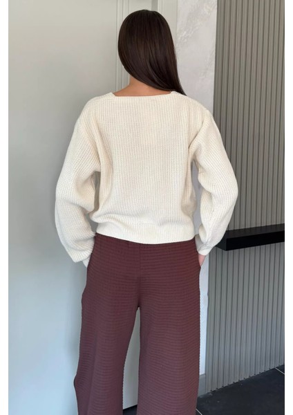 V Yaka Ön Düğmeli Kadın Örme Triko Hırka P-00008941 fırsatları