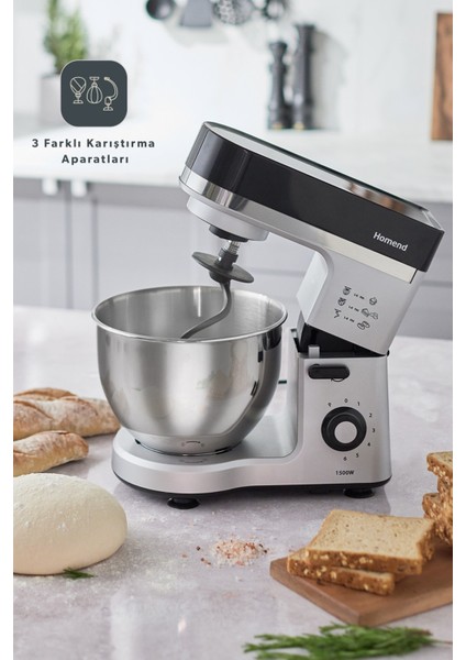 Şık Siyah Stand Mikser 1500W, 5 Litre Kapasite, Profesyonel Kullanım Için Ideal fiyatları