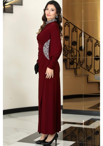 Lavin Tesettür Abiye Bordo modelleri