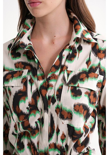 Karışık Renkler Rahat Kesim Uzun Gömlek Elbise 94652 indirimleri