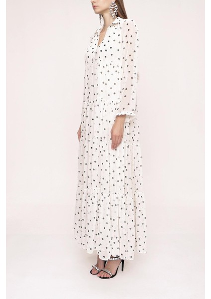 Ekru Büzgülü Bol Kesim Elbise 94027 fiyatları