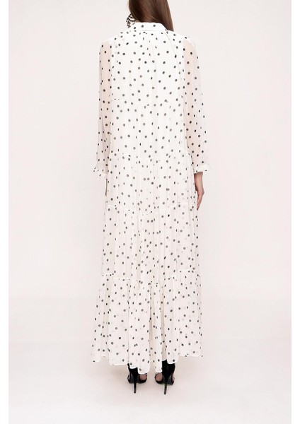 Ekru Büzgülü Bol Kesim Elbise 94027 fırsatları