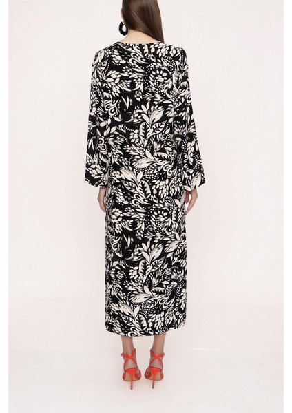 Siyah Beyaz Bagcık Detaylı Elbise 94035 modelleri