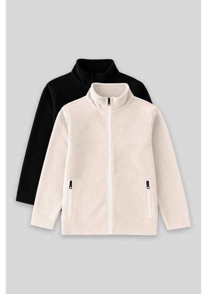 Standart Fit 2li Paket Siyah-Bej Erkek Çocuk Polar Sweatshirt - 11223