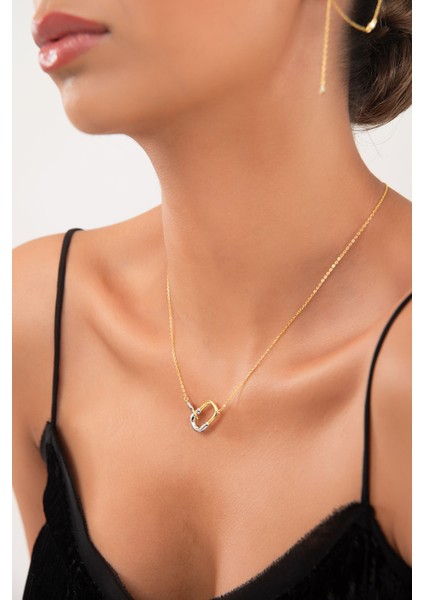 Altın Bağlantı Detaylı 925 Ayar Gümüş Kolye 136 modelleri