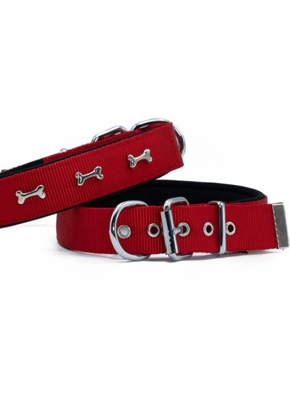 Doggie Konfor Dokuma Kemikli Boyun Tasması Kırmızı 3.0*47-55 cm (DSBT-3062 L)