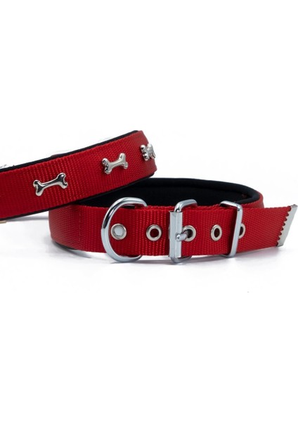 Doggie Konfor Dokuma Kemikli Boyun Tasması Kırmızı 2.5*42-50 cm (DSBT-2562 L)