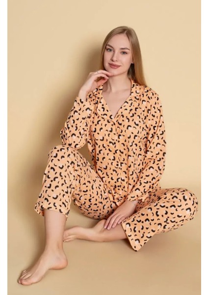 Kadın Uzun Kollu Pijama Sarı