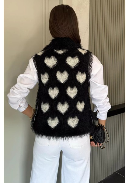 Sakallı Kalpli Kadın Triko Yelek (S-M-L Uyumludur) P-00018369 fırsatları