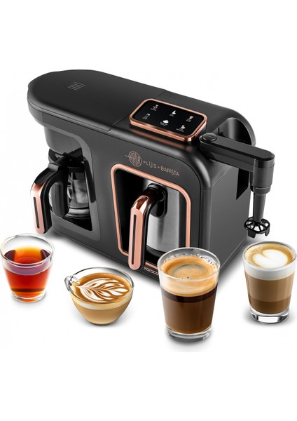 6'lı Çelik Közde Türk Kahve Makinesi, Konuşan, Metalik, Siyah Bakır Renk