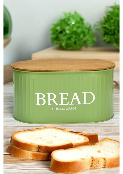 Yeşil Ahşap Kapaklı Metal Ekmeklik, Şık ve Pratik Ekmek Kutusu indirimleri