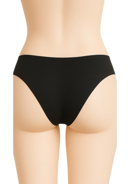 Kadın Bikini Külot 3'lü Set Siyah Renk Dikişsiz Lazer Kesim Bel Lastikli modelleri