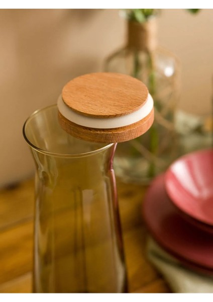 Yeşil Ahşap Kapaklı Cam Sürahi 1150 Ml, Şık ve Doğal Tasarım modelleri