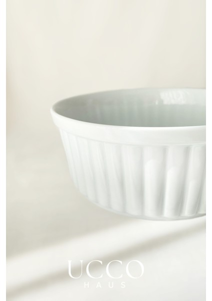20 cm Yuvarlak, Isıya Dayanıklı Porselen Fırın ve Yemek Kabı, Beyaz Renk