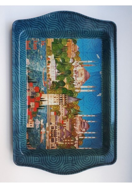 Istanbul ve Tarihi Mekanlar Baskılı Renkli Sunum ve Servis Tepsisi fiyatları