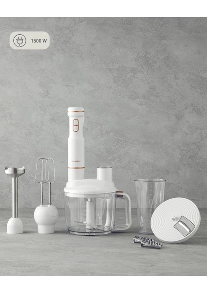 4 Bıçaklı Çok Renkli Çok Fonksiyonlu Çok Renkli Blender Seti Beyaz-Bakır