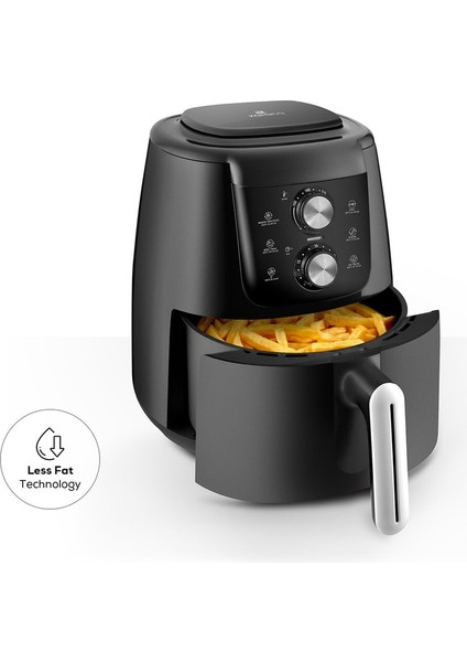Yüksek Kapasiteli Siyah Hava Fritözü, Sağlıklı ve Pratik Kullanım