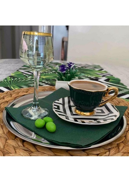 6'lı Yuvarlak Paslanmaz Çelik Tepsi, 22CM, Çay ve Kahve Sunum Için Mükemmel Set modelleri