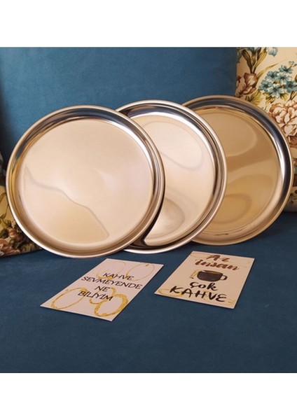 6'lı Yuvarlak Paslanmaz Çelik Tepsi, 22CM, Çay ve Kahve Sunum Için Mükemmel Set fırsatları