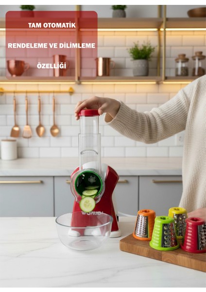 Kırmızı Çok Fonksiyonlu Otomatik Doğrayıcı ve Dilimleyici Makine fırsatları