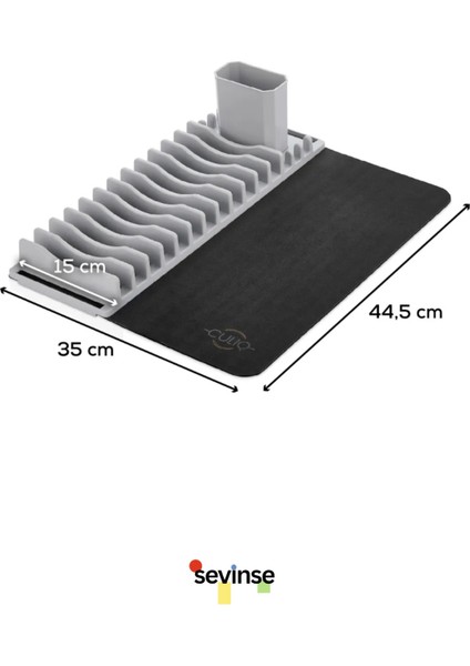 2'li Pratik Bulaşık Kurutma ve Düzenleme Seti, Gri Siyah modelleri