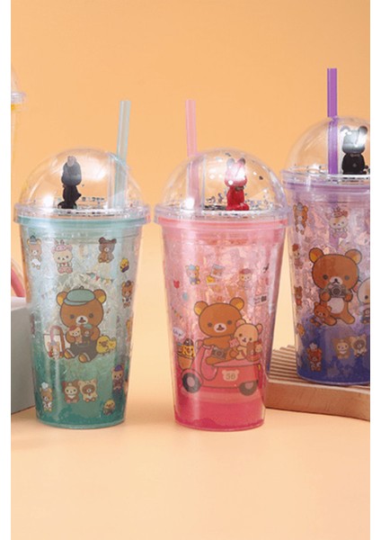 Renkli Işıklı Pipetli Ayıcık Temalı Bardak, Eğlenceli ve Şık Tasarım