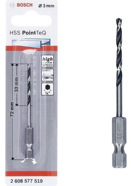 Bfs Bosch Pointteq Altıgen Şaftlı Hss Matkap Ucu 3 mm