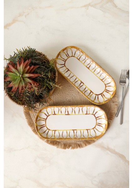 Çok Renkli Kayık Tabaklar, 26 Cm, 2'li Set, Şık ve Kullanışlı Ev ve Davet Dekoru