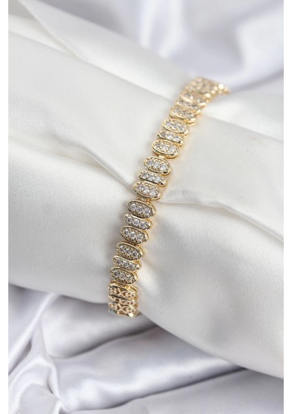 Bfs Pirinç Vıp Seri Gold Renk Oval Sıralı Kadın Bileklik