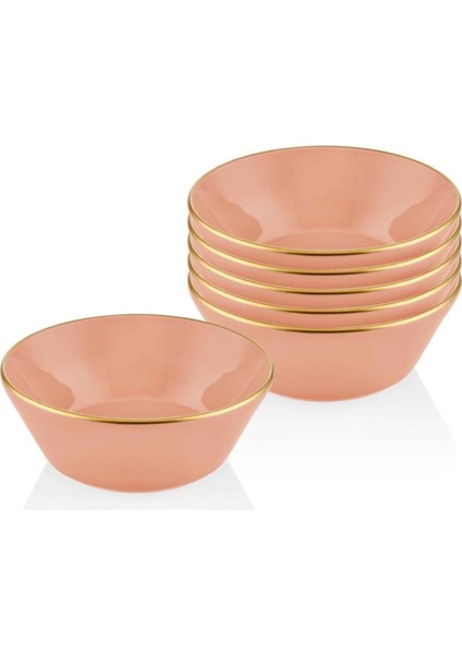 Altı Parça Pembe Seramik Kase Seti, 15 Cm, Şık ve Kullanışlı Tasarım