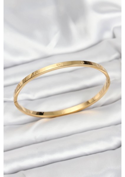 Bfs 316L Çelik Gold Renk 65 mm Ince Kadın Kelepçe Bileklik