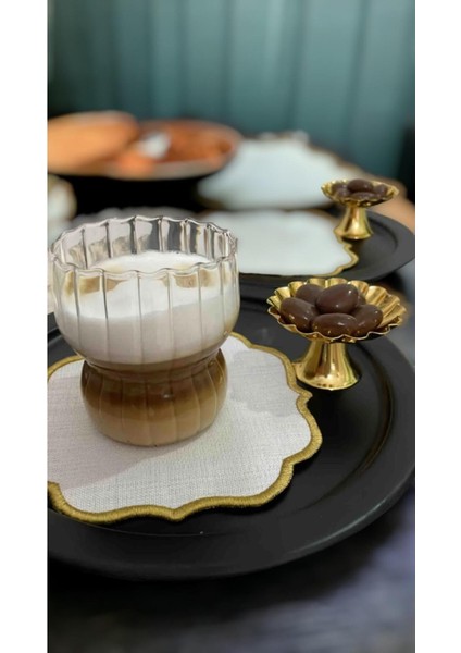 6'lı Gold Metal Dekoratif Papatya Kahve Yanı Lokumluk Seti fiyatları