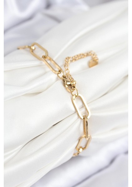 Bfs 316L Çelik Nazar Boncuğu ve Zirkon Taşlı Kalp Model Gold Renk Kadın Bileklik fiyatları