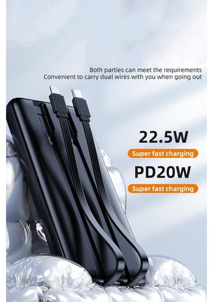 20.000 Mah Hızlı Şarj Pd 22.5W Powerbank Lightning Type-C Çıkışlı Dijital Göstergeli Kendinden Kablo indirimleri