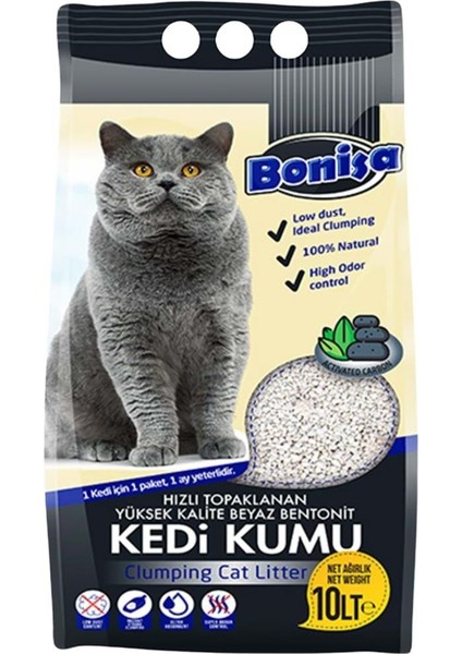 Bentonit Kedi Kumu - Bonisa - Active Carbon - 10 Lt