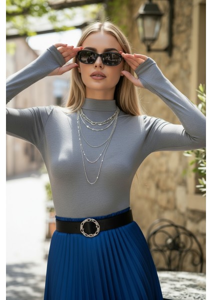 Parmak Geçmeli Kadın Body – Esnek Kumaş