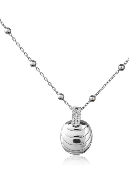 Gümüş Katmanlı Kabuk Formu ve Kristal Taş Detaylı 925 Ayar Gümüş Kolye 124 fırsatları