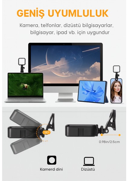 Taşınabilir Kısılabilir Yüksek Parlaklık Dolgu Işığı Işık Paneli Kıskaçlı Telefon ve Notebook Tutucu modelleri